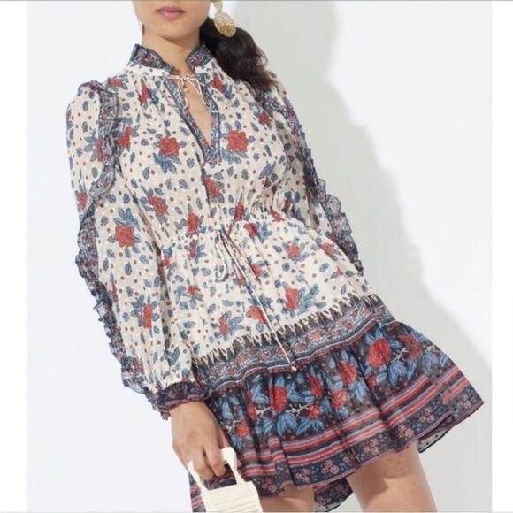 Ulla Johnson Dani Floral Silk Ruffle Mini Dress - Picture 7 of 11